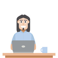 Man Playing Laptop Work From Home