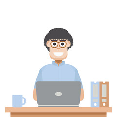 Man Playing Laptop Work From Home