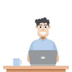 Man Playing Laptop Work From Home