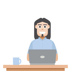 Man Playing Laptop Work From Home