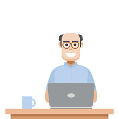 Man Playing Laptop Work From Home