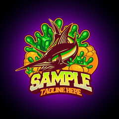 fish jumping mascot vector illustration