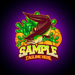 fish jumping mascot vector illustration