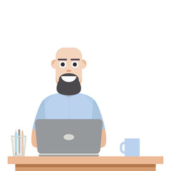 Man Playing Laptop Work From Home