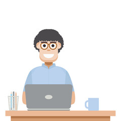 Man Playing Laptop Work From Home