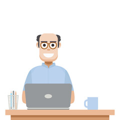 Man Playing Laptop Work From Home