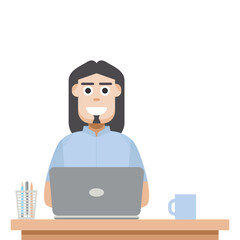 Man Playing Laptop Work From Home