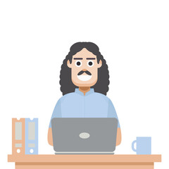 Obraz premium Man Playing Laptop Work From Home