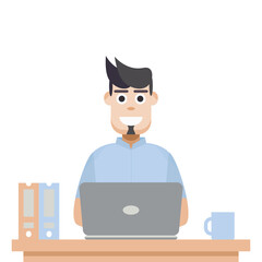 Man Playing Laptop Work From Home