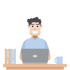 Man Playing Laptop Work From Home