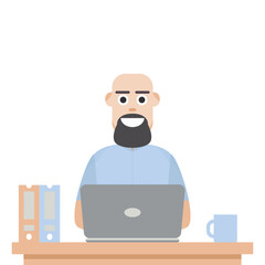 Man Playing Laptop Work From Home