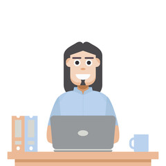 Man Playing Laptop Work From Home