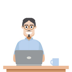 Man Playing Laptop Work From Home