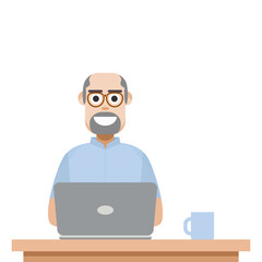 Man Playing Laptop Work From Home