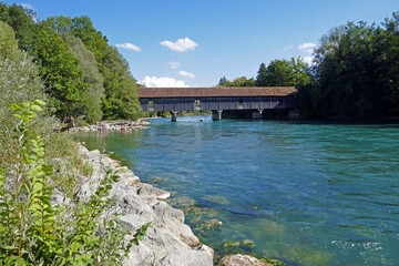 Aare bei Belp, Auguetbrücke, Bern, Schweiz