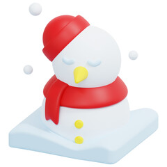 snowman 3d render icon illustration