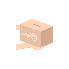 Hand Holding Charity Donating Box