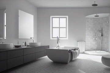Fototapeta na wymiar illustration of a fresh clean bathroom