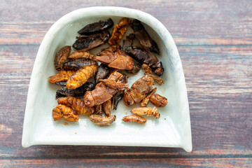 Boiled and dried insects for human consumption