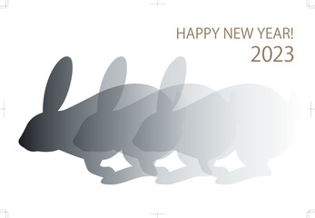 New year's card. 2023 Year of the rabbit in japan. 