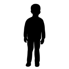 silhouette black boy, child on white background