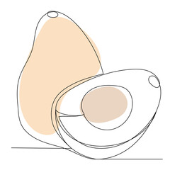 avocado drawing by one continuous line, vector
