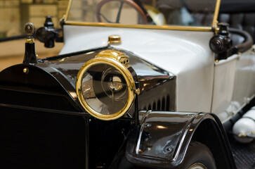 Detail of beautifully preserved vintage luxury oldtimer car