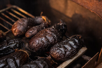 Wooden ladder in the garden in summer