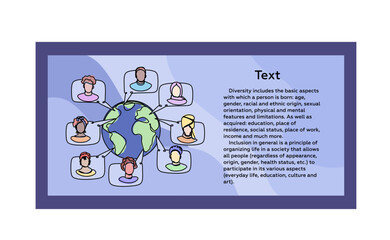 The concept of inclusion, diversity and equality. Multinational people communicate with each other all over the world. Place for text