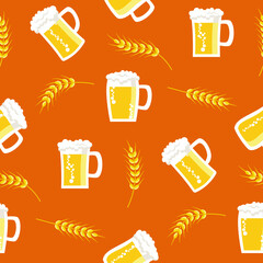 Vector - beer glass and corn seamless pattern.
