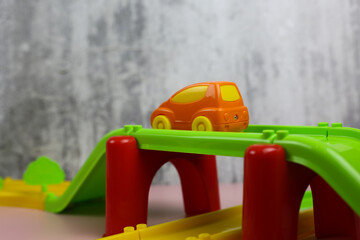 Multi-colored plastic constructor track with cars for children