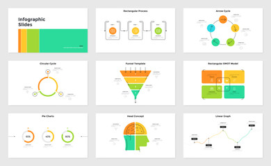 Vector Set of 9 Infographic Templates