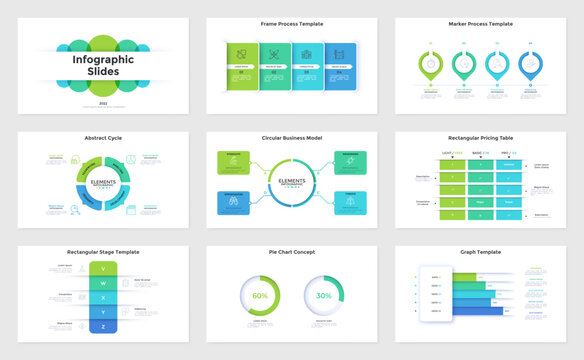 Vector Set of 9 Infographic Templates