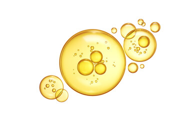 Fototapeta premium Golden Liquid or Water Bubble, juice,honey,beer, Olive oil, Cosmetic Liquid background, with Clipping Path 3d rendering.