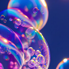3D rendering of colorful dreamy soap bubbles floating in the air, post-modern minimalist atmosphere. High-tech, surreal feel. Can be used for banners, wallpapers, posters, invitations, and cards.