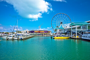 Miami harbor and giant ferris wheel view