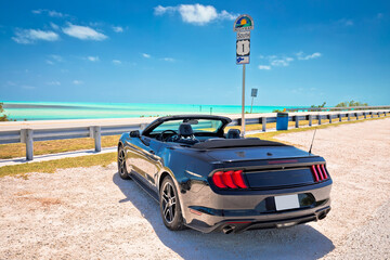 Florida scenic highway 1 and muscle car view