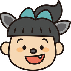 ハロウィン　子ども　仮装　狼男　イラスト　主線あり