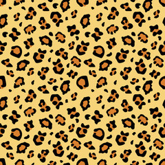 Seamless pattern with leopard skin. Flat vector illustration. For printing on T-shirts and other purposes.