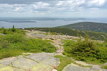 Fototapeta na wymiar Frenchman Bay and islands, viewed from Cadillac Mountain in Acadia National Park. Maine, USA