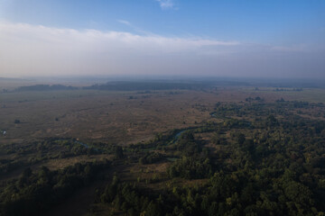 Fototapeta na wymiar smoke from burning peatlands view from a drone