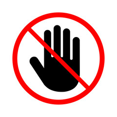 Stop hand, Hand forbidden sign, no entry, do not touch, do not push, borders closed