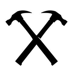 Crossed Claw Hammers Icon Illustration Silhouette Black