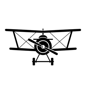 black biplane front view clip art preview