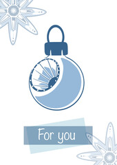 New Year Greeting card with a Christmas ball and an inscription