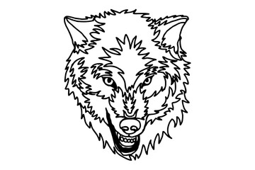 Wolf Head Line Art Vector