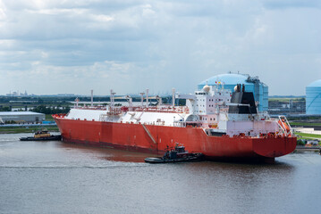 LNG tanker ship "Sestao Knutsen" berthed in the gas terminal