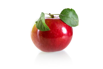 One fresh red apple isolated on a white background