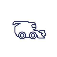 combine harvester line icon on white