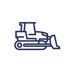 Crawler dozer line icon on white